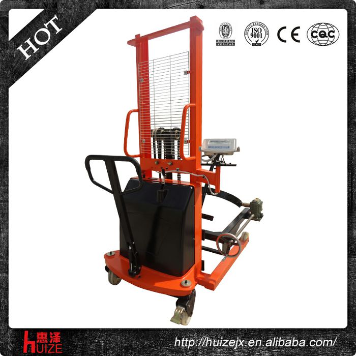 半電動(dòng)稱重油桶車（夾鐵桶，手搖翻轉(zhuǎn)倒料）
